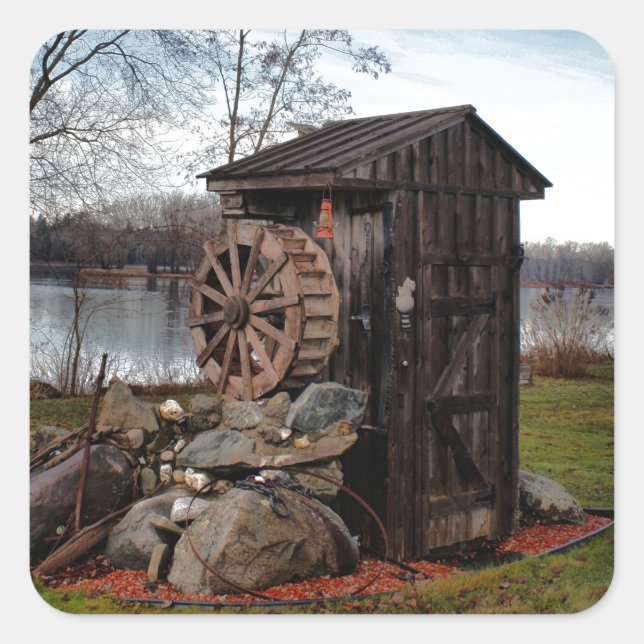 Milling about the old outhouse square sticker (Front)