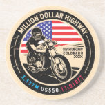 Million Dollar Highway Colorado Motorcycle Coaster<br><div class="desc">Million Dollar Highway done in a vintage,  distressed style emblem. It is a famous scenic drive found in Colorado and apart of the San Juan Skyway.</div>