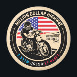 Million Dollar Highway Colorado Motorcycle Magnet<br><div class="desc">Million Dollar Highway done in a vintage,  distressed style emblem. It is a famous scenic drive found in Colorado and apart of the San Juan Skyway.</div>