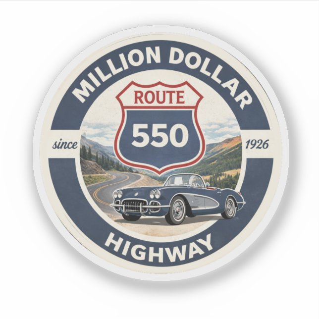  Million Dollar Highway Route 550 classic car gift (Front)