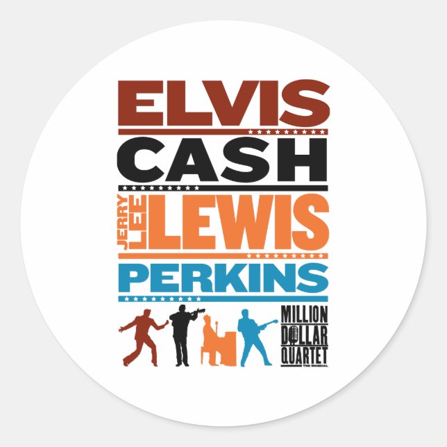 Million Dollar Quartet Names Classic Round Sticker (Front)