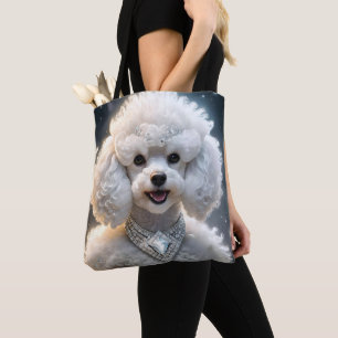 Million Dollar White Poodle, Tote Bag
