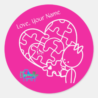 Million Piece Jigsaw Pink Customised Classic Round Sticker