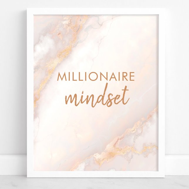 Millionaire Mindset Peach Gold Marble Quote Poster (Creator Uploaded)