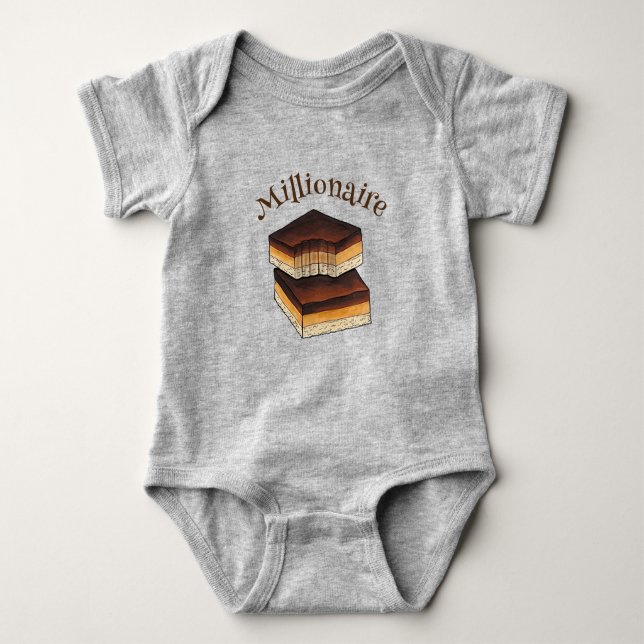 Millionaire's Shortbread Caramel Squares Slice Baby Bodysuit (Front)