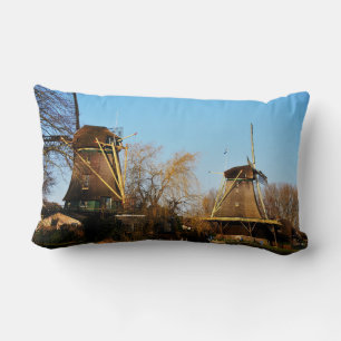 Mills in Dutch landscape. Lumbar Cushion