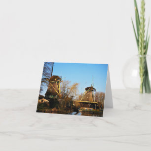 Mills in Dutch landscape. Thank You Card