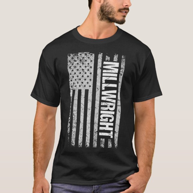 Millwright s  American Flag Gift Premium  T-Shirt (Front)