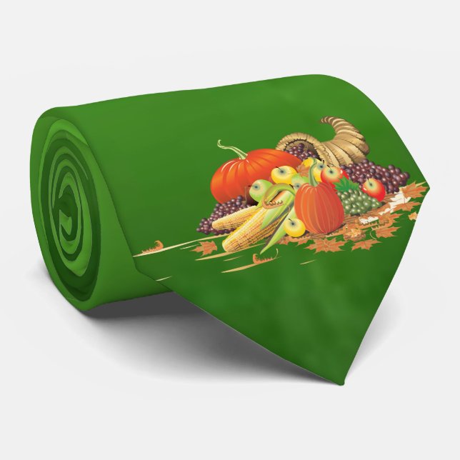 Milo Cornucopia Thanksgiving green Tie (Rolled)