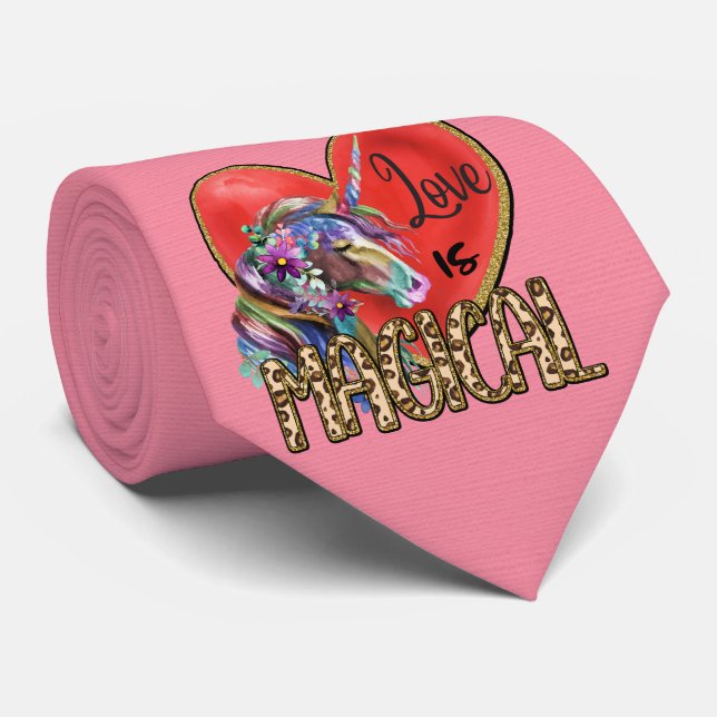 Milo Dale Love Is Magical Pink Men's Necktie (Rolled)