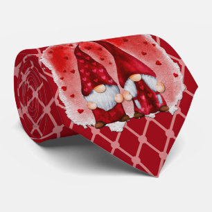 Milo Dale Red and Pink Gnome Couple Men's Necktie