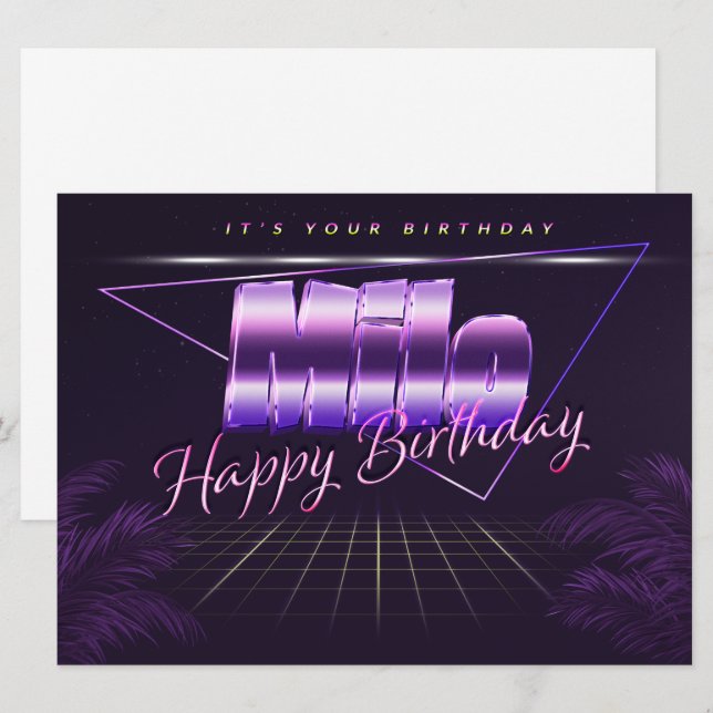 Milo Name First Name pura retro card Birthday (Front/Back)