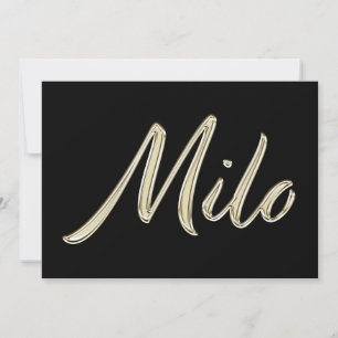 Milo Name white gold Handwriting Card