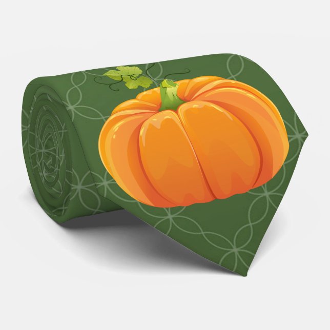 Milo Pumpkin Thanksgiving green Tie (Rolled)
