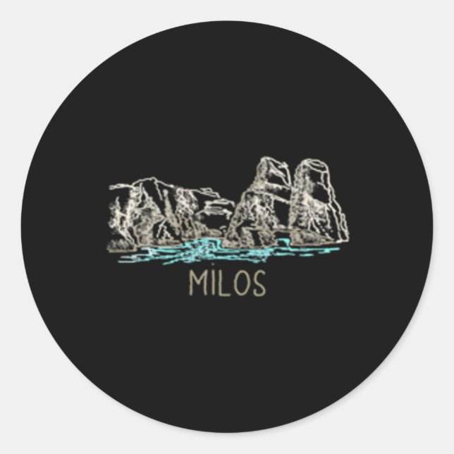 Milos Greece Hand Drawn Classic Round Sticker (Front)