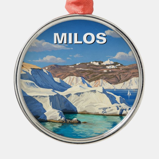 Milos Greece Travel Metal Ornament (Front)
