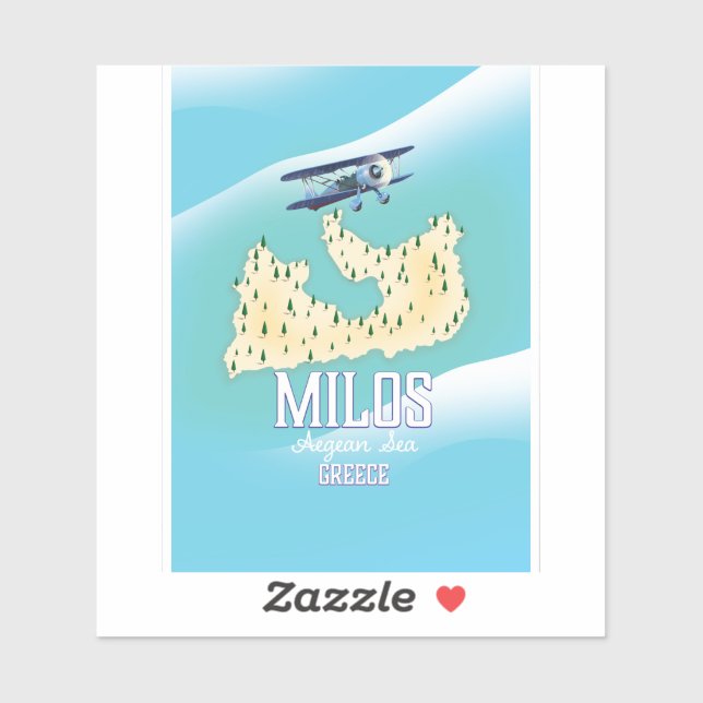 Milos,Greek island Map travel poster art. (Sheet)