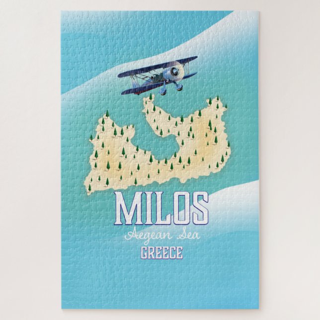 Milos,Greek island Map travel poster art. Jigsaw Puzzle (Vertical)
