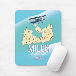 Milos,Greek island Map travel poster art. Mouse Pad