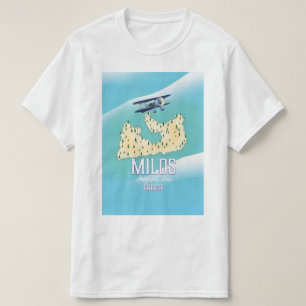 Milos,Greek island Map travel poster art. T-Shirt