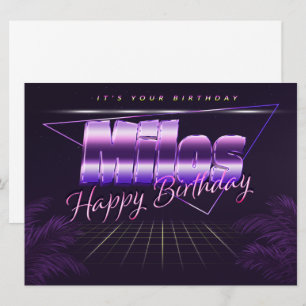Milos Name Vorname lila retro Karte Geburtstag Card