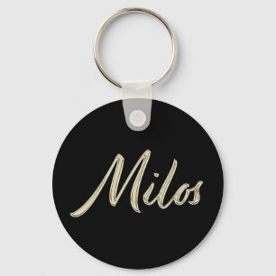 Milos Name whitegold Button Schlüsselanhänger Key Ring