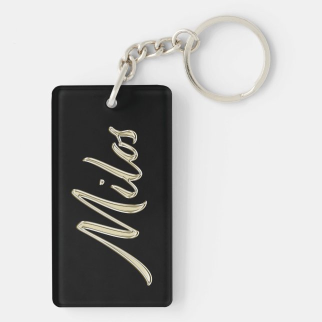 Milos name whitegold key trailer ring (Back)