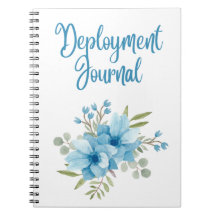 MilSpouse Deployment Journal With Blue Flowers