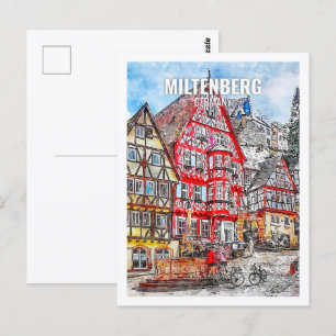 Miltenberg Germany Famous Travel Place Watercolor Postcard