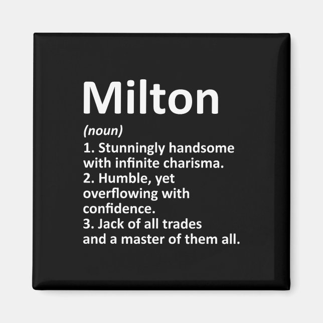 Milton Definition Personalised Name Funny Birthday Magnet (Front)
