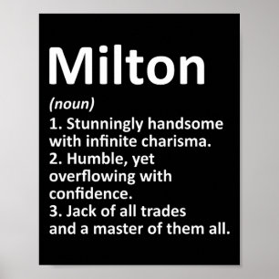 Milton Definition Personalised Name Funny Birthday Poster