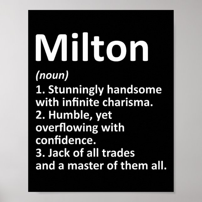 Milton Definition Personalised Name Funny Birthday Poster (Front)