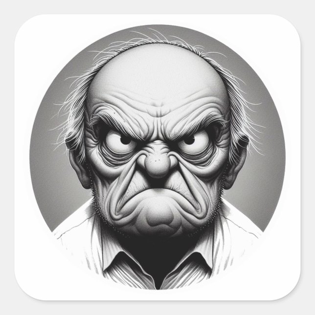 "Milton the Angry Old Man" Square Sticker (Front)