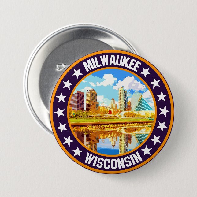 Milwaukee                                          7.5 cm round badge (Front & Back)