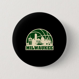 Milwaukee basketball milwaukee cityscape t shirt 6 cm round badge