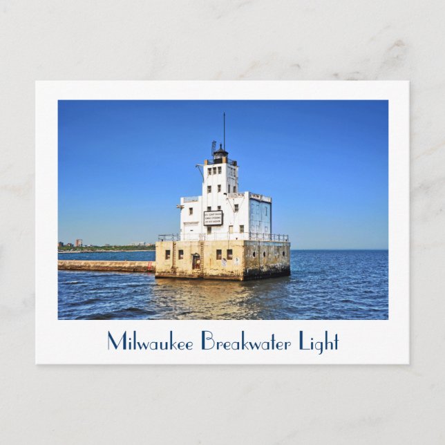 Milwaukee Breakwater Lighthouse Postcard (Front)