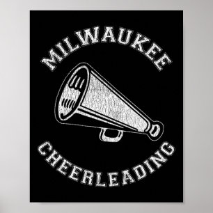 Milwaukee Cheer Distressed Retro 90's Cheerleader Poster
