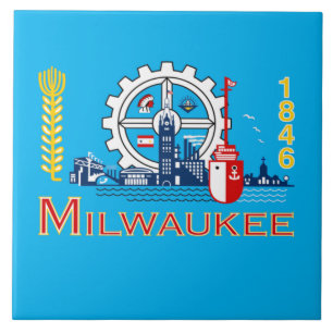 Milwaukee city flag ceramic tile