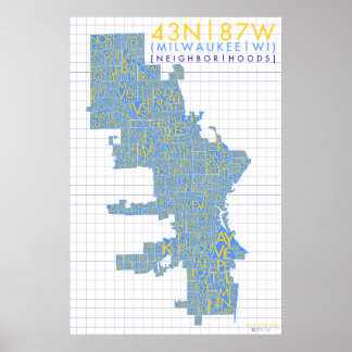 Milwaukee Neighbourhood Typography Map Poster