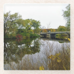 Milwaukee River, West Bend, Wisconsin Glass Coaster