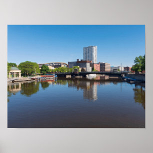 milwaukee riverfront and state street bridge poster