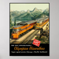 Milwaukee Road, railroad travel poster.