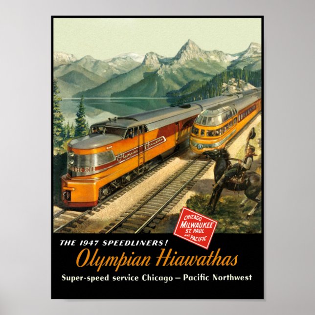 Milwaukee Road, railroad travel poster. Poster (Front)