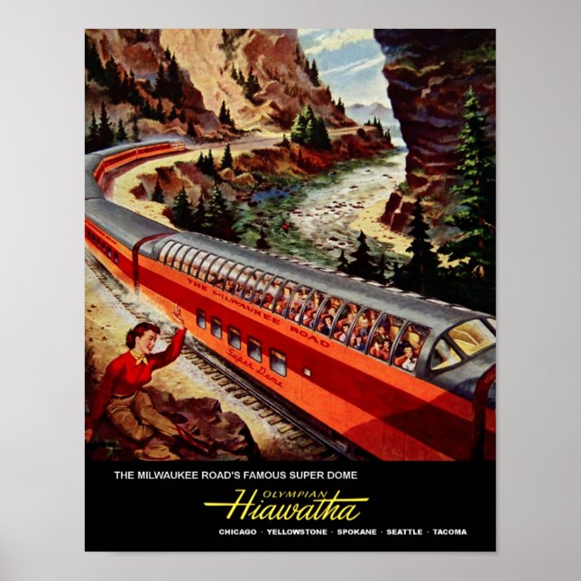 Milwaukee Road, railroad travel poster. Poster (Front)
