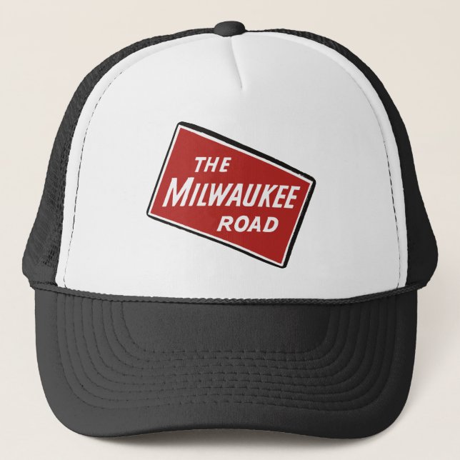 Milwaukee Road Railway Sign 2 Trucker Hat (Front)