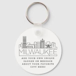 Milwaukee Stylised Skyline   Custom Slogan Key Ring