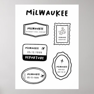Milwaukee - Travel Stamp Collection Poster