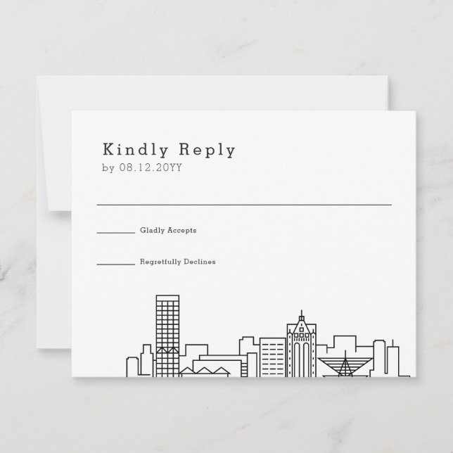 Milwaukee Wedding | Stylised Skyline RSVP Card (Front)