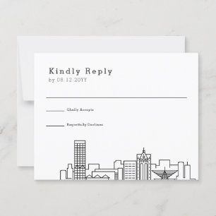 Milwaukee Wedding   Stylised Skyline RSVP Card