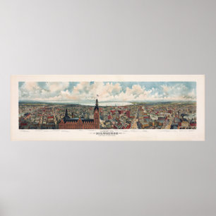 Milwaukee WI Panoramic Map DIGITALLY REMASTERED Poster